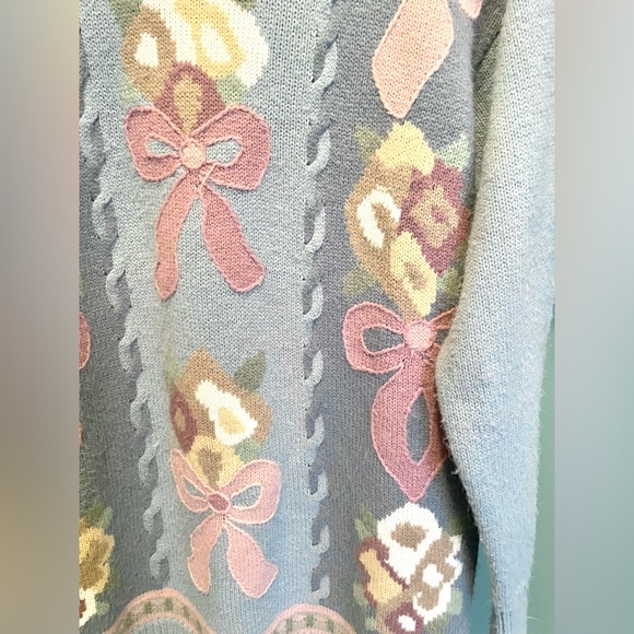 🎀 Alfred Dunner 80’s cottage core bow sweater - Picture 2 of 3
